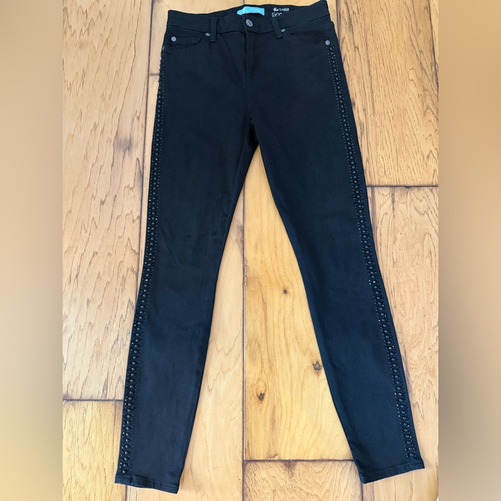 7 For All Mankind Black Studded Skinny Jeans